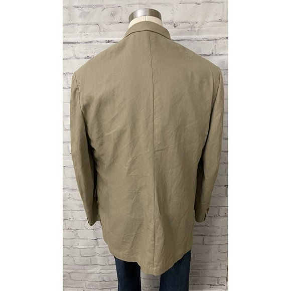 Oak Creek Dillards 3 Button Beige Linen Blend Jacket Blazer‎ Sport Coat  Sz 44L - Picture 4 of 12